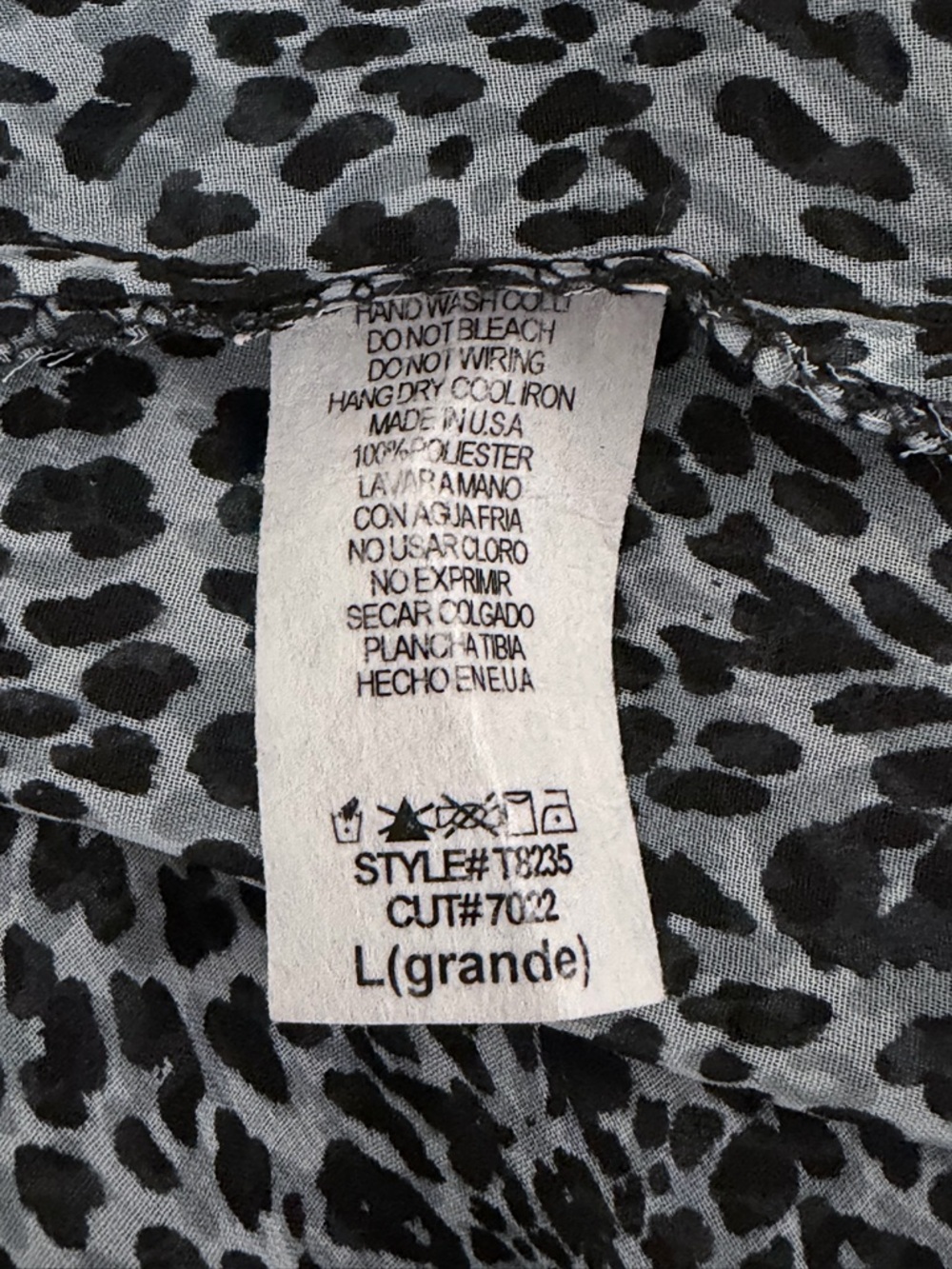 Wish Black White Animal Print Blouse Peplum Gold Button Front Large - Picture 8 of 11
